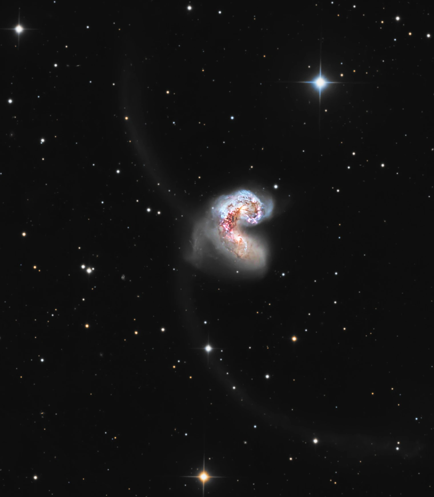 Astrophotograph of Antennae Galaxies by Sam Guber.