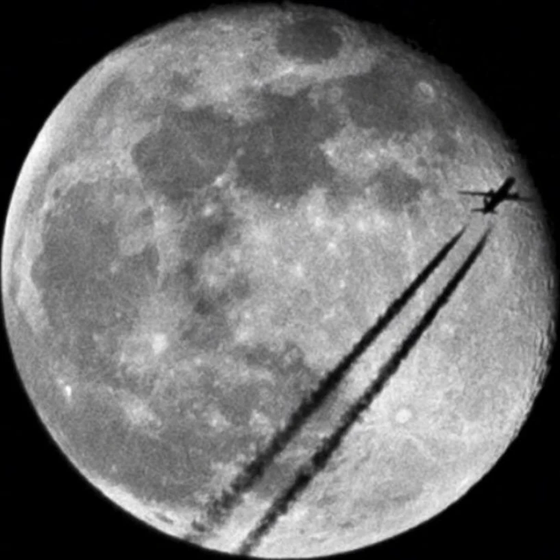 Astrophotograph of Plane Moon by Carter Thorbecke.